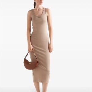 Prada Knit Ribbed Triangle Logo Dress